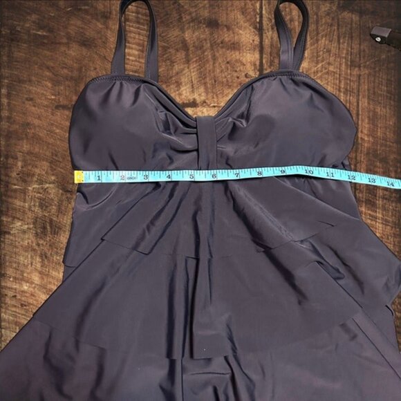 BeachSissi Ruffle Hem Black Adjustable Straps Tankini Bathing Suit Size S NWT - Picture 10 of 12